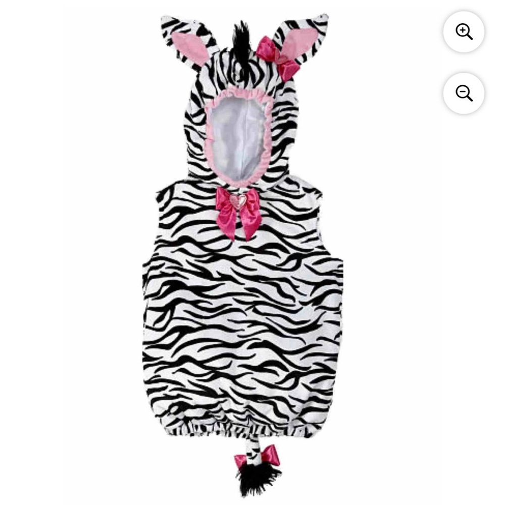 Zebra Print Pink Bow Kids Costume Hooded Dress